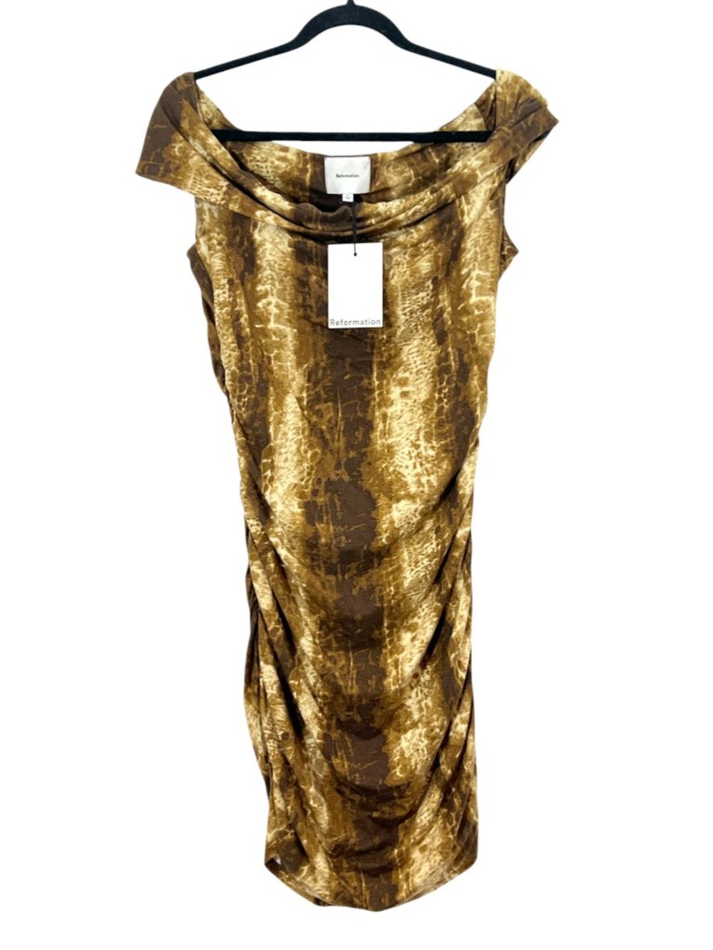 Reformation Raydon Knit Dress in Anaconda Snake Print Medium New
